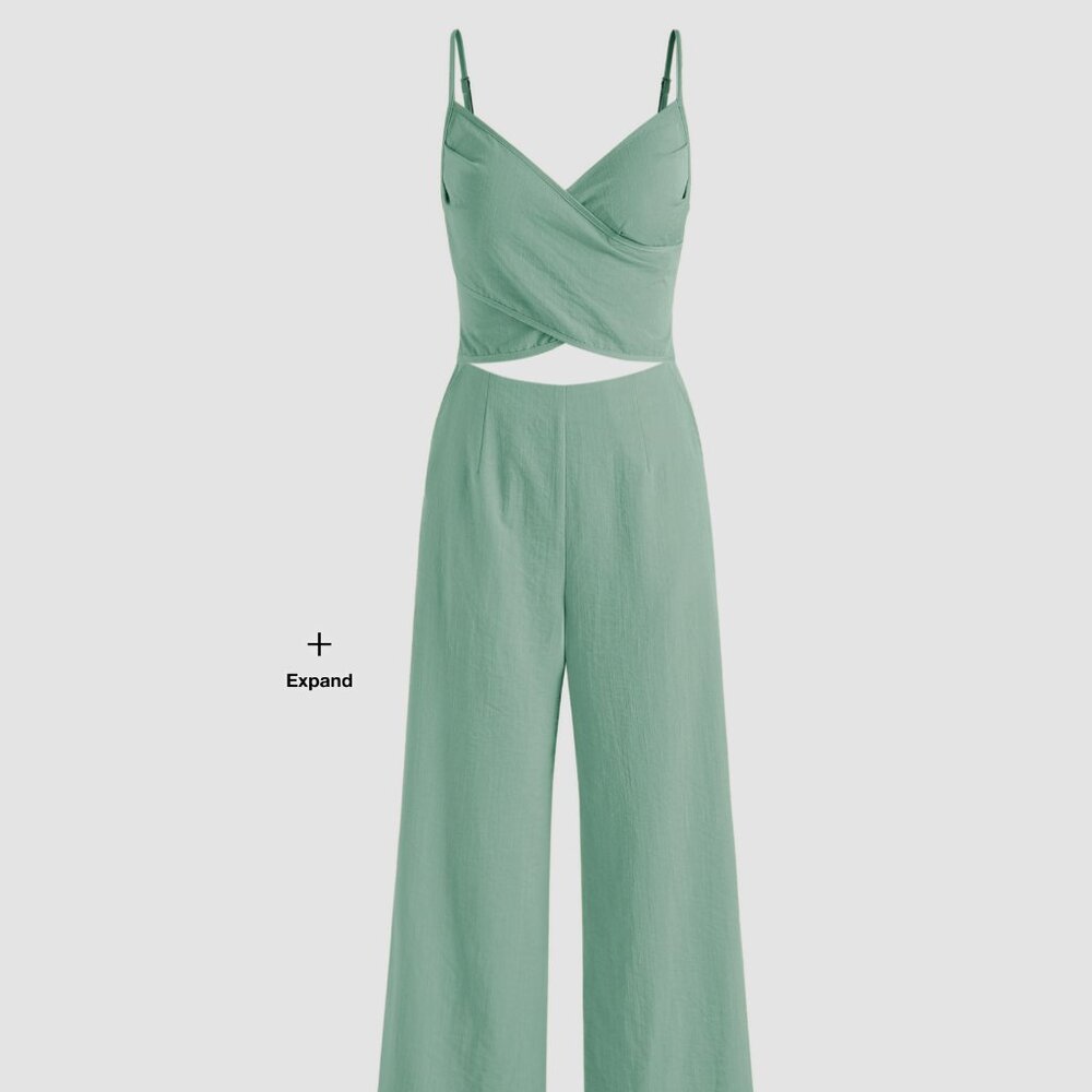 Cider Solid Cut Out V-Neck Jumpsuit front size M - NEVER WORN